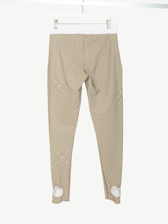 Marine Serre White Line FW20 Taupe Reflective Moon-Print Stirrup Leggings - Picture 2 of 10